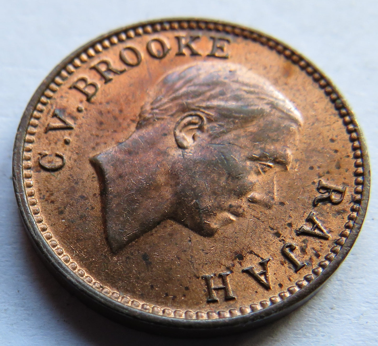 1933-H Sarawak 1/2 Half Cent Coin In High Grade