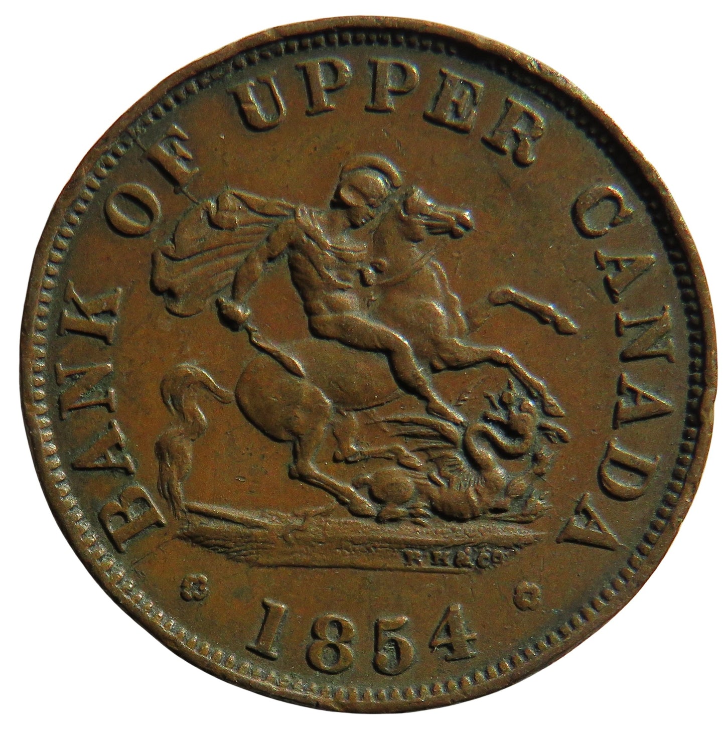1854 Bank Of Upper Canada Half Penny Bank Token.