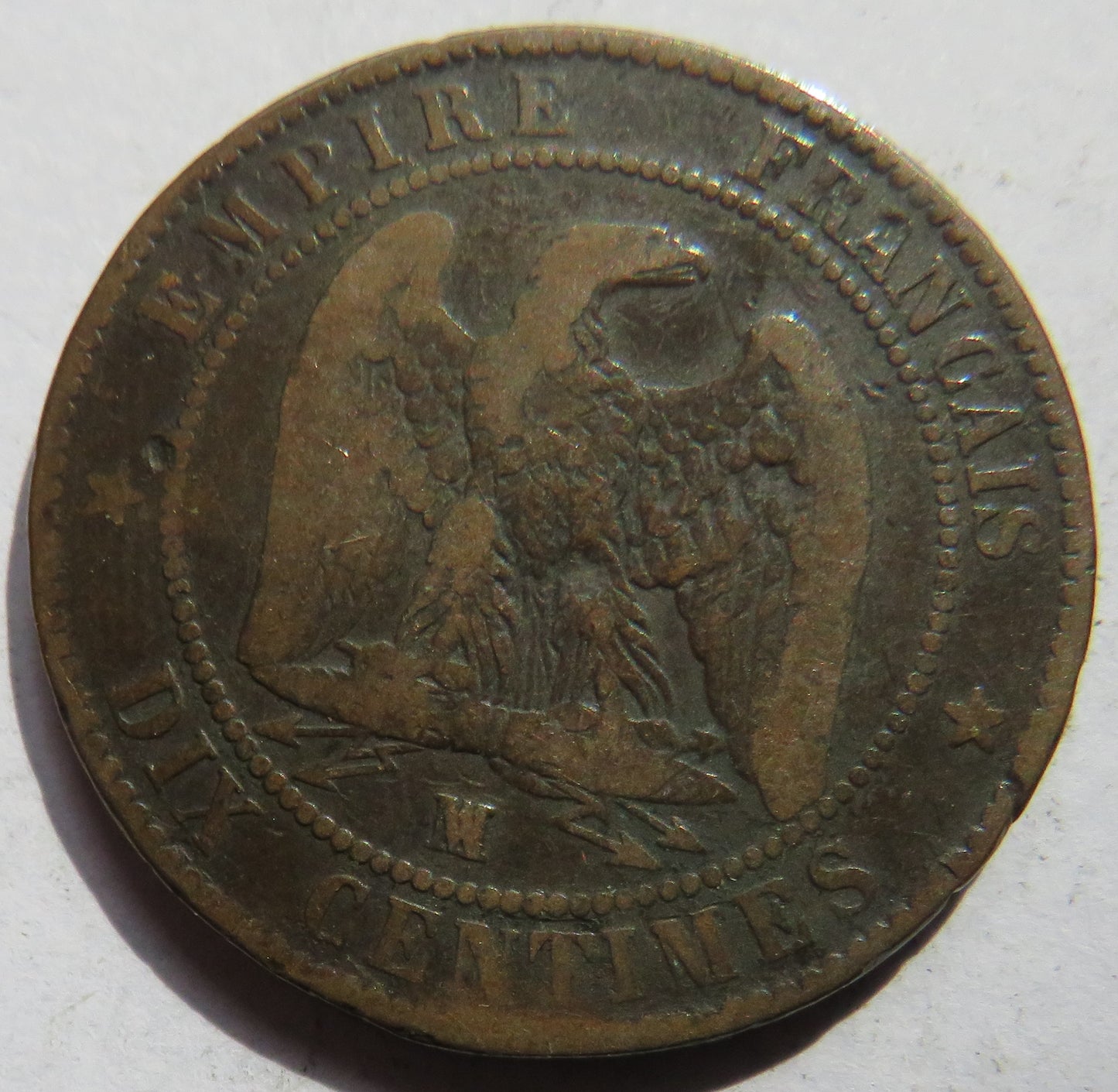 1856-MA Napoleon III France 10 Centimes Coin