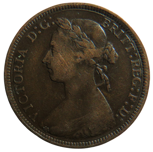 1893 Queen Victoria Bun Head Halfpenny Coin - Great Britain