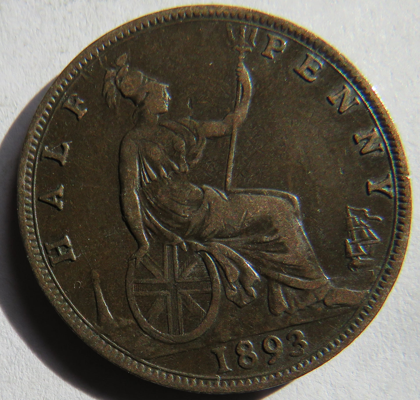 1893 Queen Victoria Bun Head Halfpenny Coin - Great Britain