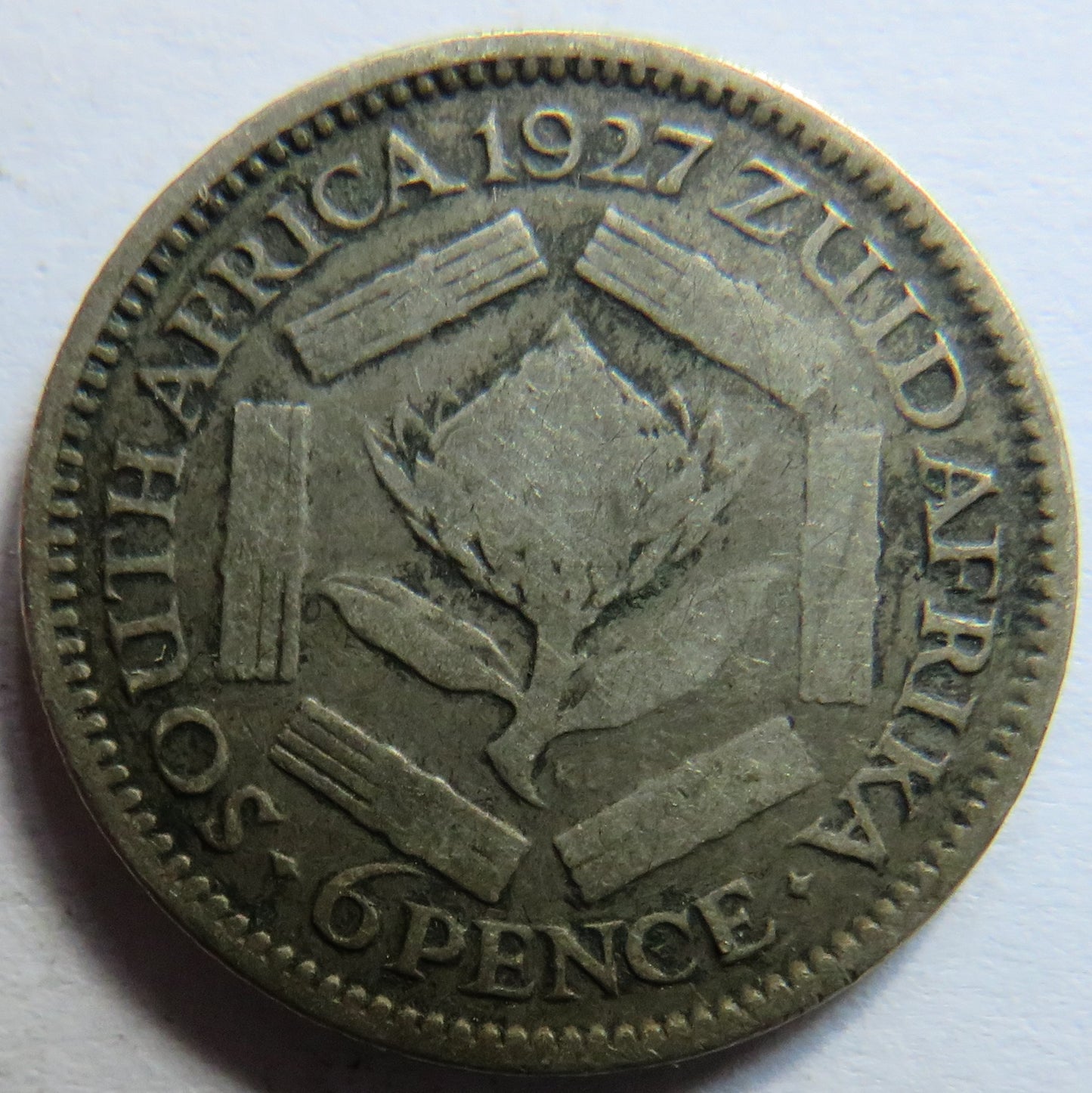 1927 King George V South Africa Silver Sixpence Coin