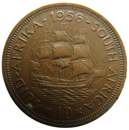 1956 Queen Elizabeth II South Africa One Penny Coin