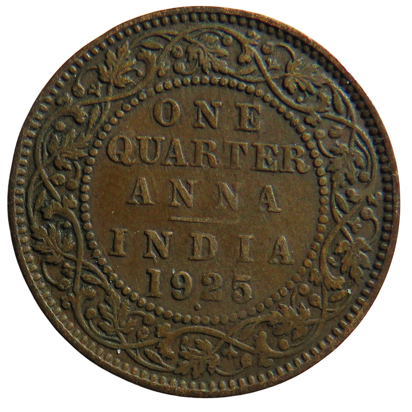 1925 King George V India 1/4 Quarter Anna Coin