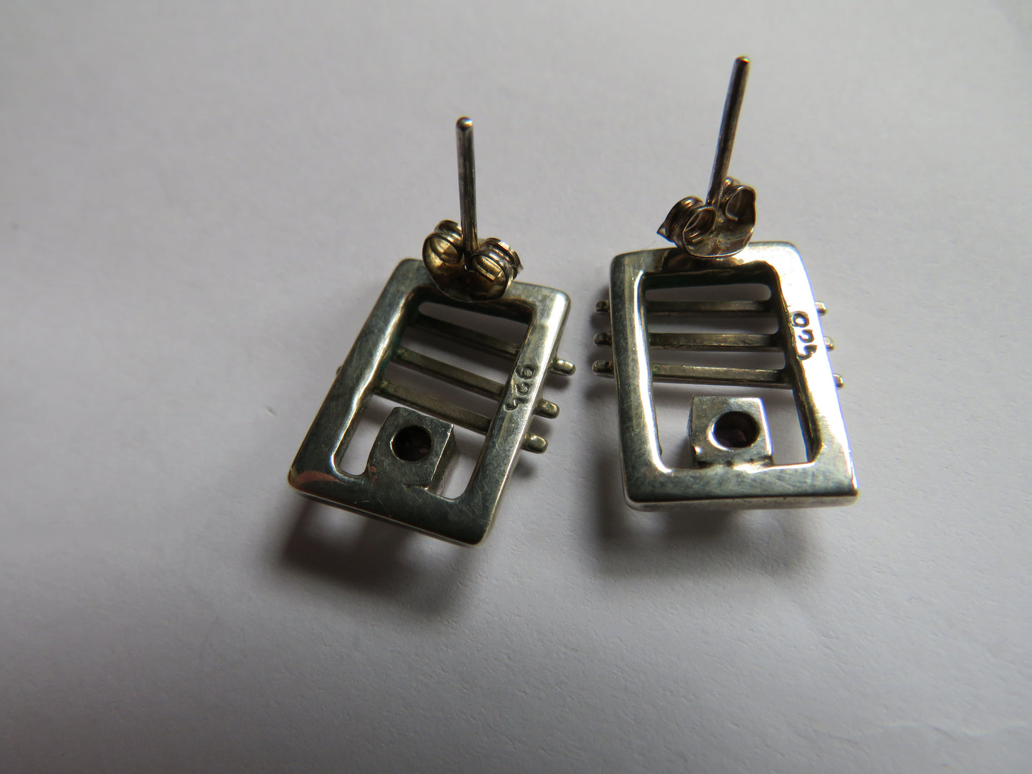 Stylish Ladies Sterling Silver & Purple Stone Earrings
