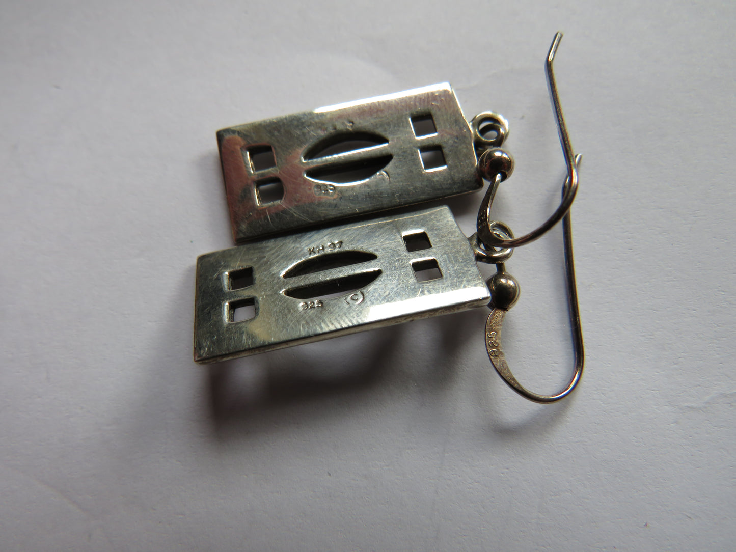 Ladies Sterling Silver Drop Earrings By Kit Heath In Mackintosh Style