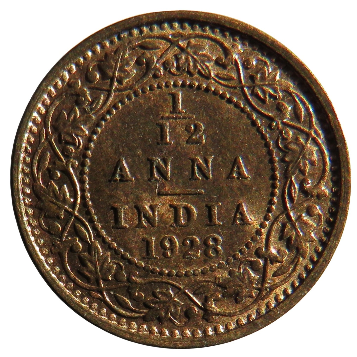 1928 King George V India 1/12th Anna Coin