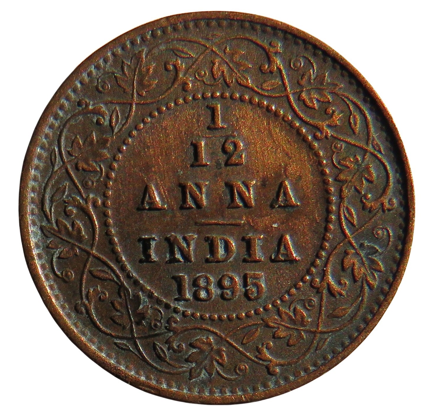 1895 Queen Victoria India 1/12th Anna Coin
