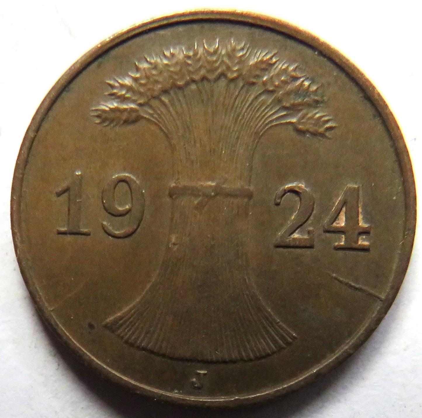 1924-J Germany - Weimar Republic Reichspfennig Coin