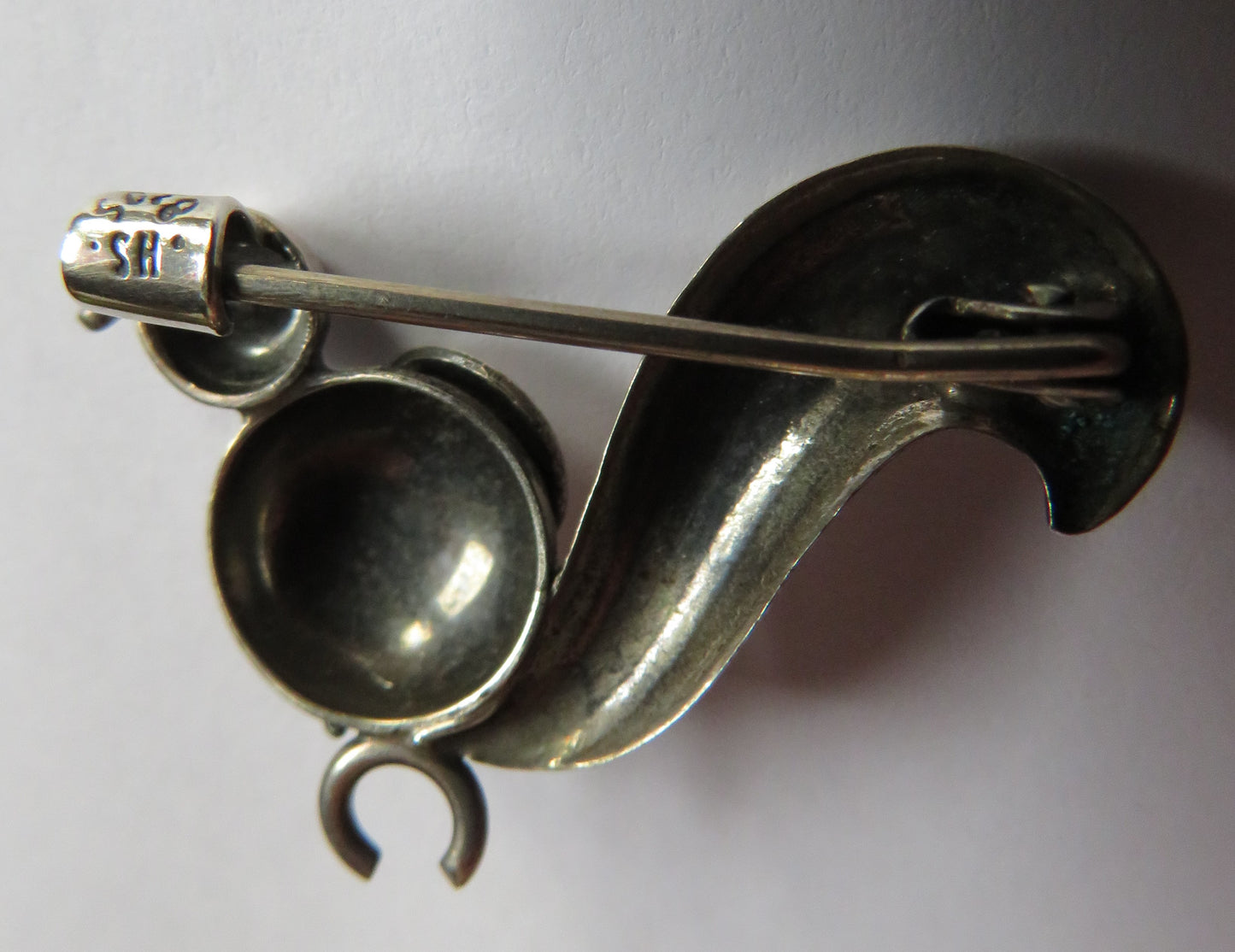 Vintage Danish .830 Silver Modernist Brooch In Shape of Bird By Hermann Siersbøl