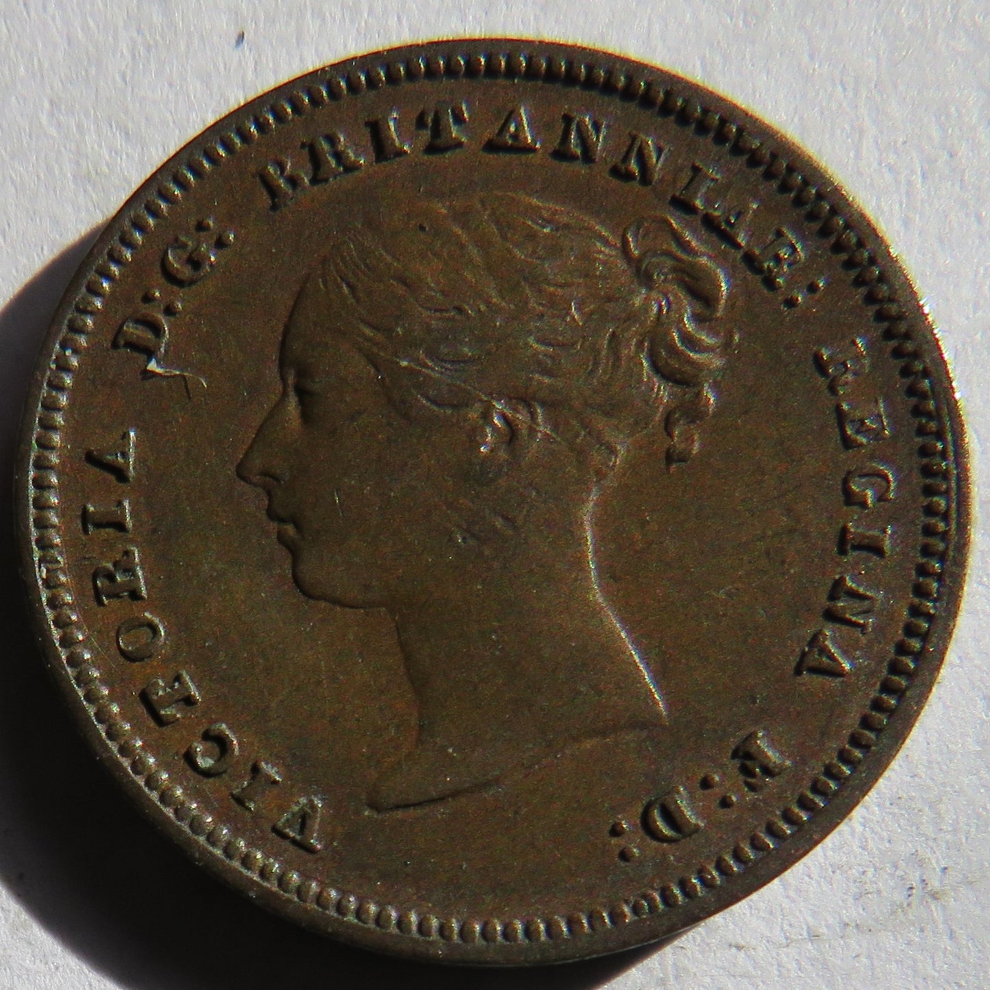 1843 Queen Victoria Half Farthing Coin Great Britain.