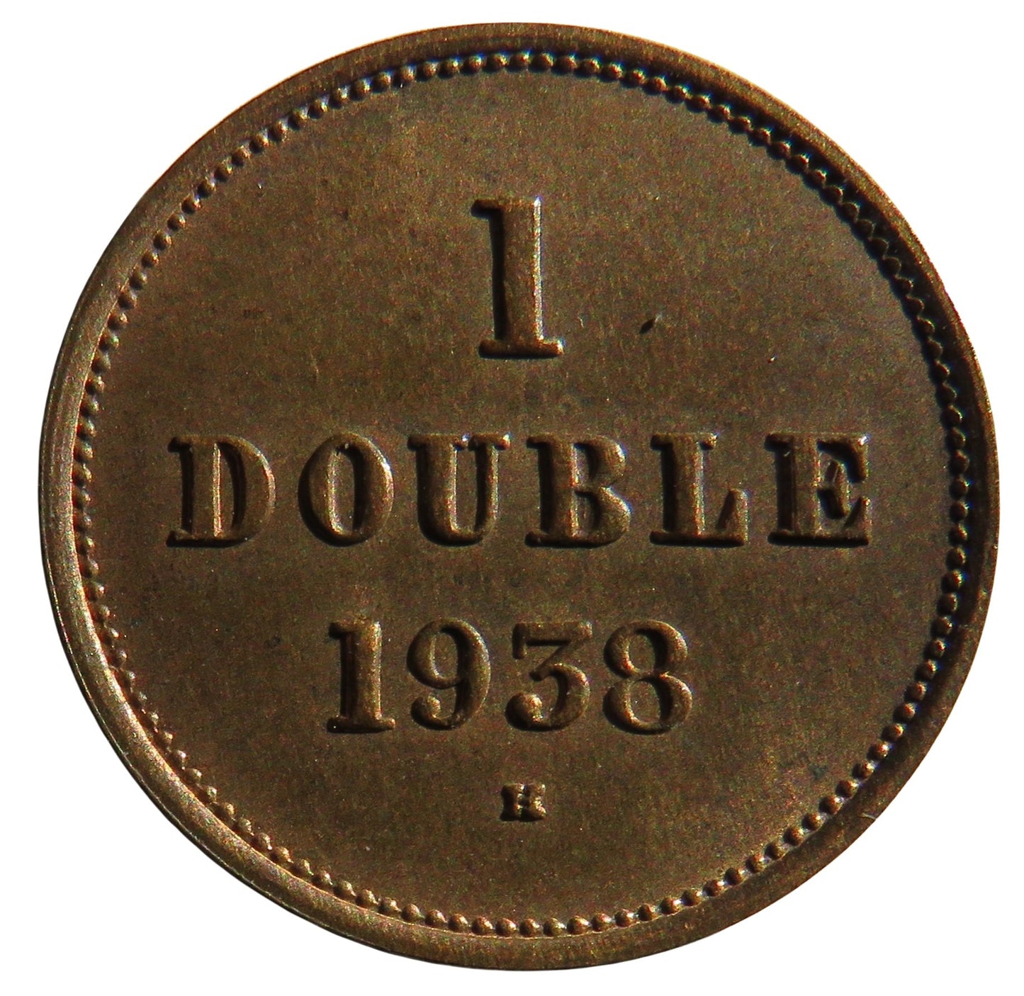 1938-H Guernsey One Double Coin In High Grade