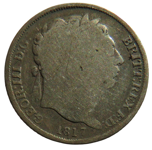 1817 King George III Silver Sixpence Coin Great Britain