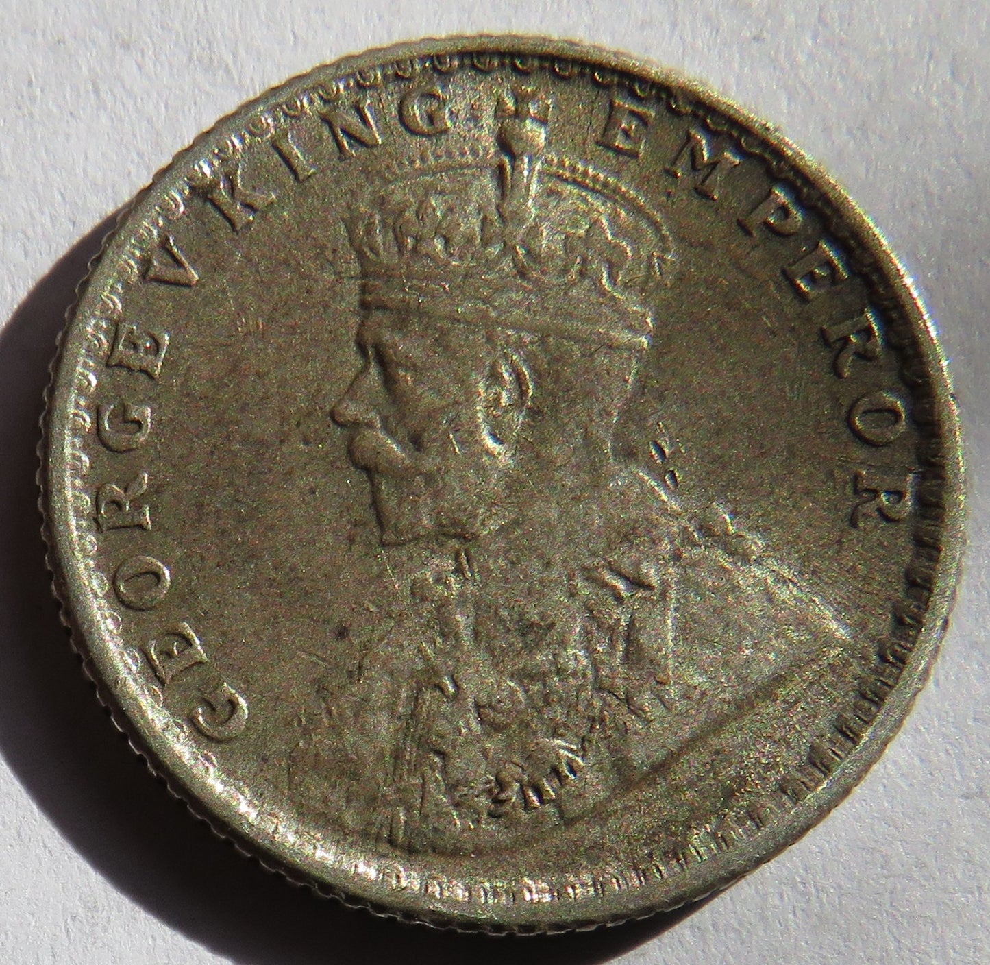 1917 King George V India Silver 1/4 Rupee Coin
