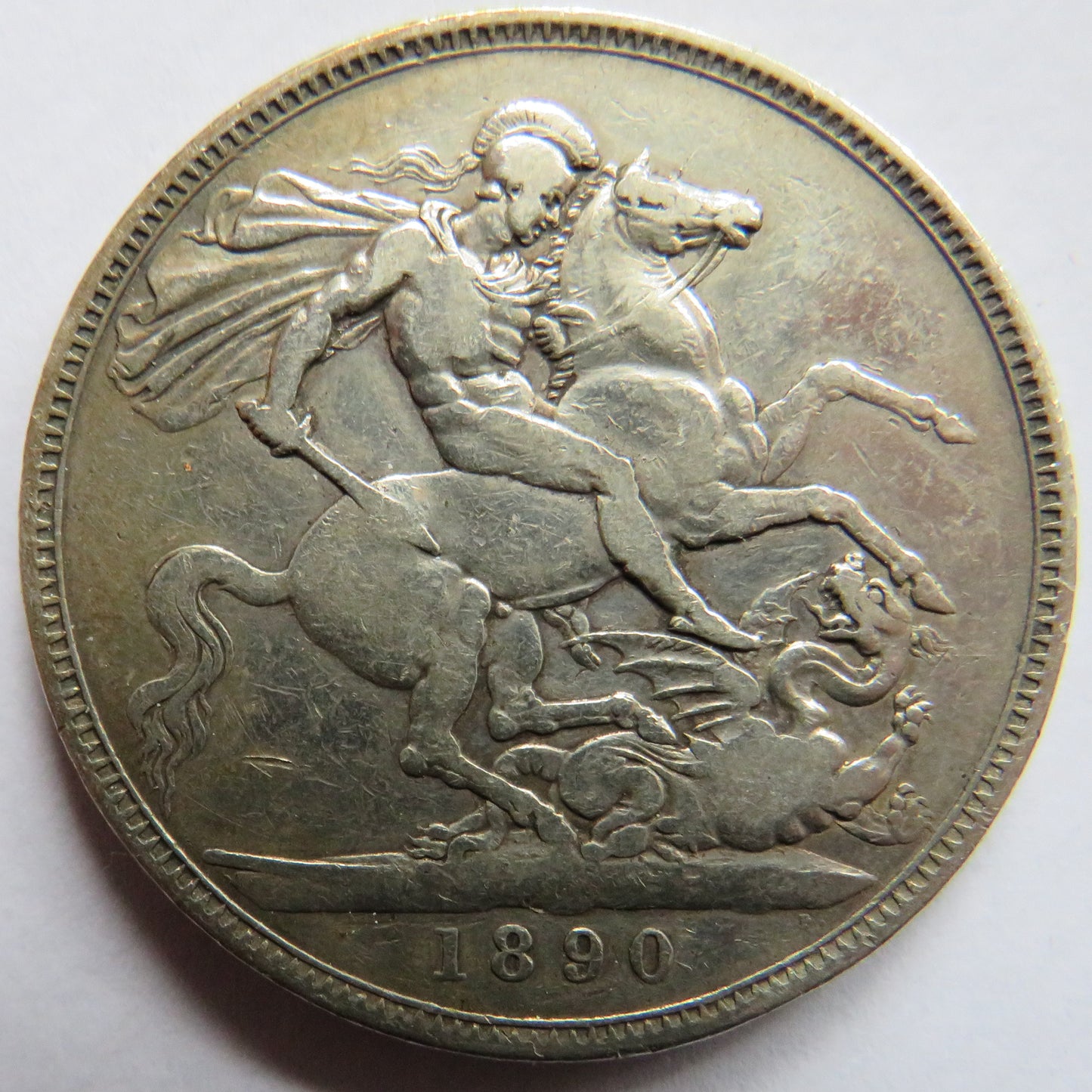 1890 Queen Victoria Jubilee Head Silver Crown Coin - Great Britain