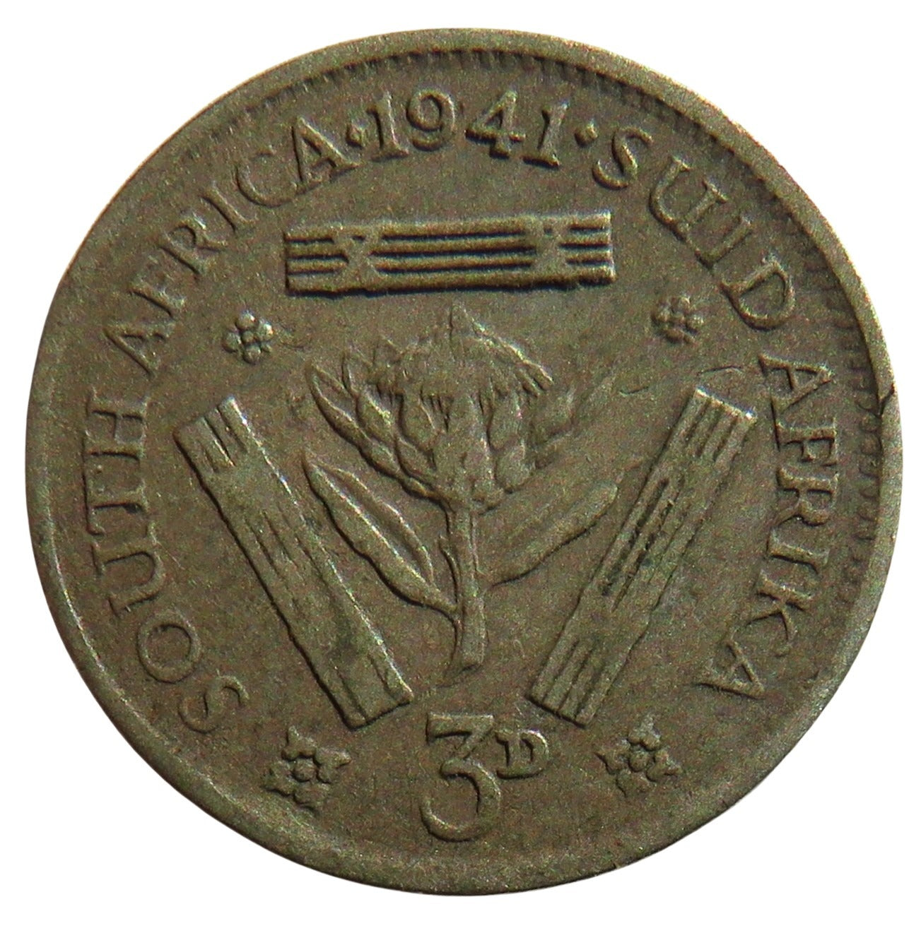 1941 King George VI South Africa Silver Threepence Coin