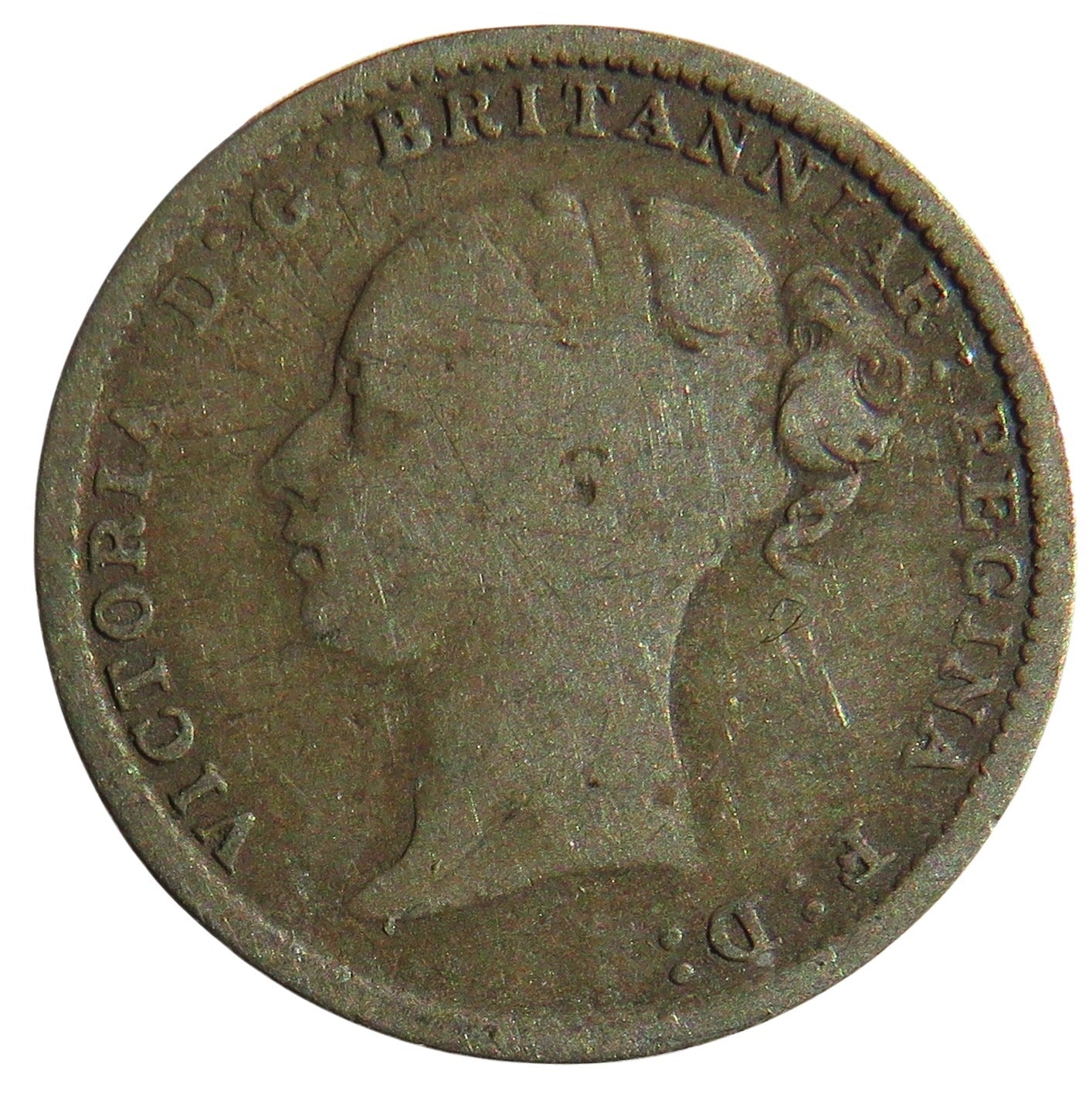 1884 Queen Victoria Young Head Silver Threepence Coin