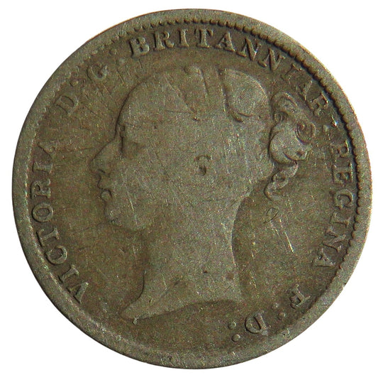 1884 Queen Victoria Young Head Silver Threepence Coin
