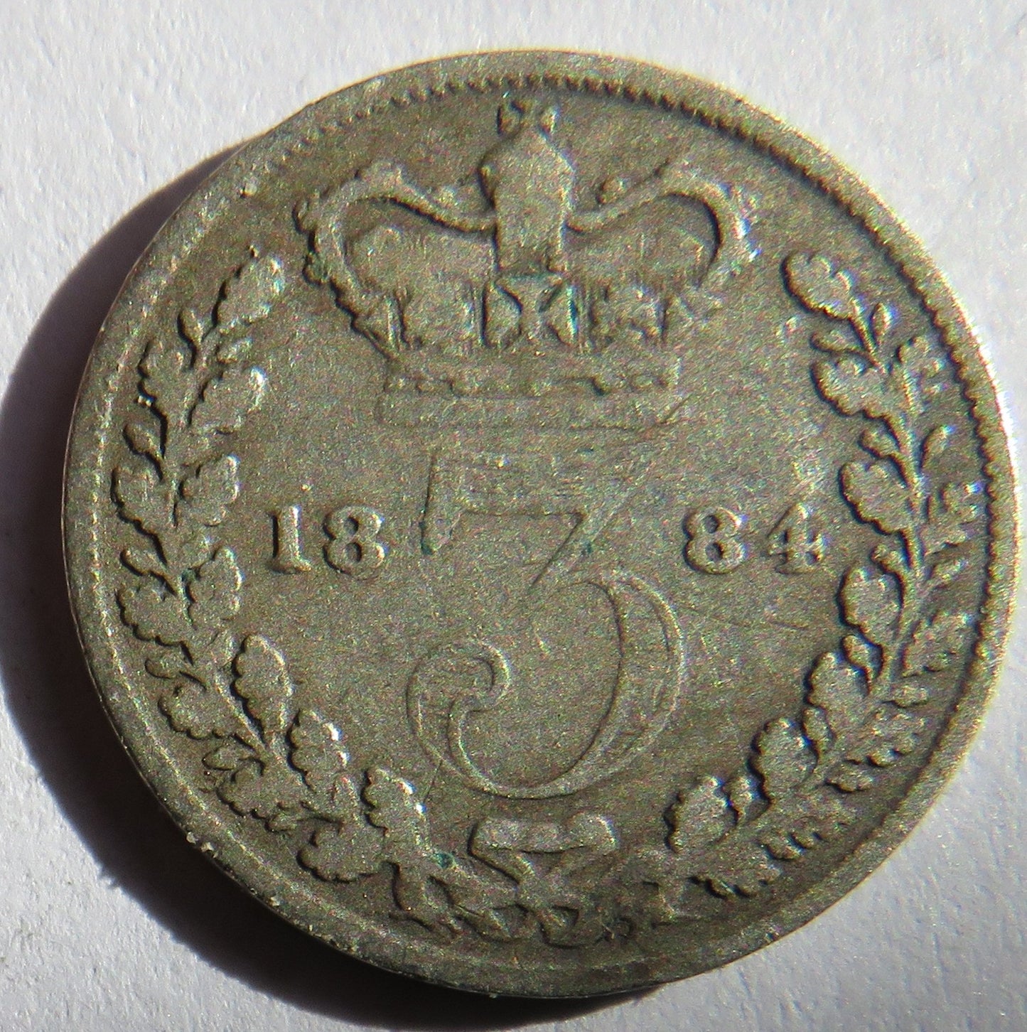 1884 Queen Victoria Young Head Silver Threepence Coin