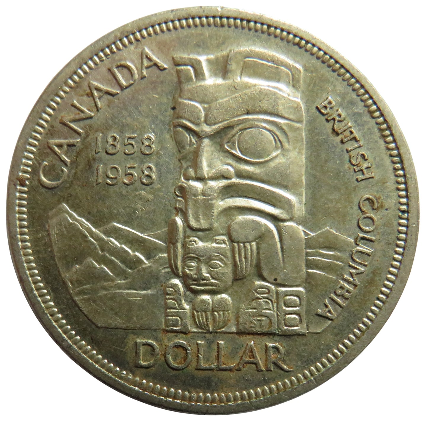 1858-1958 Queen Elizabeth II Canada Silver $1 One Dollar Coin.