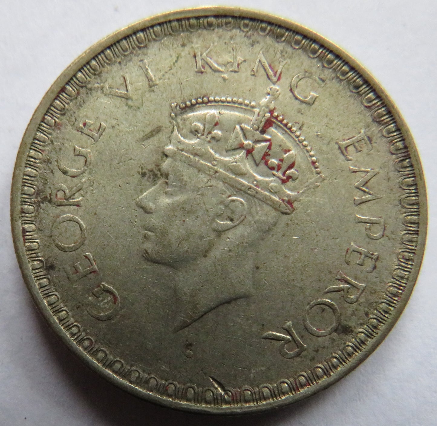 1944 King George VI India Silver One Rupee Coin
