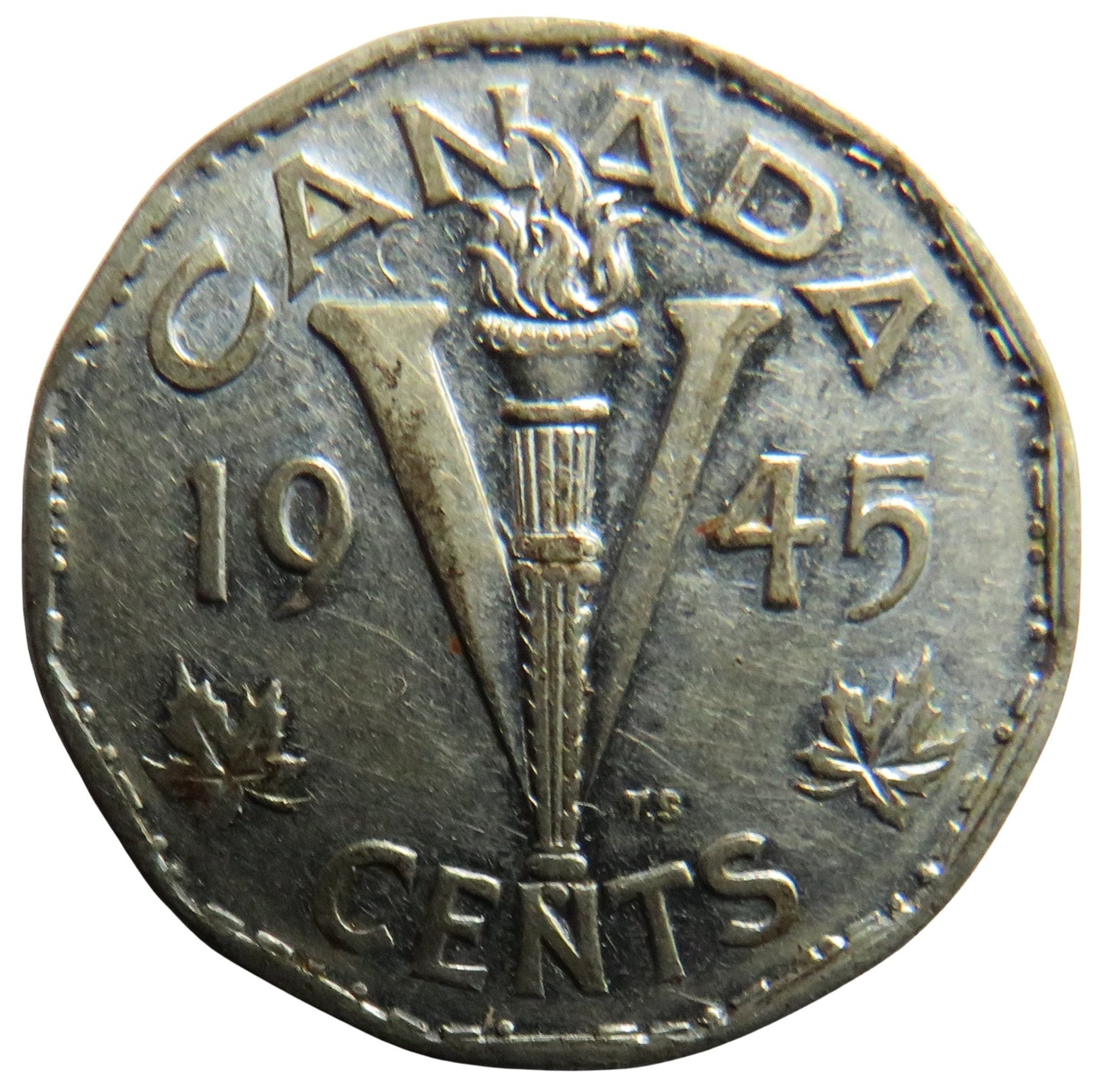 1945 King George VI Canada 5 Cents Coin