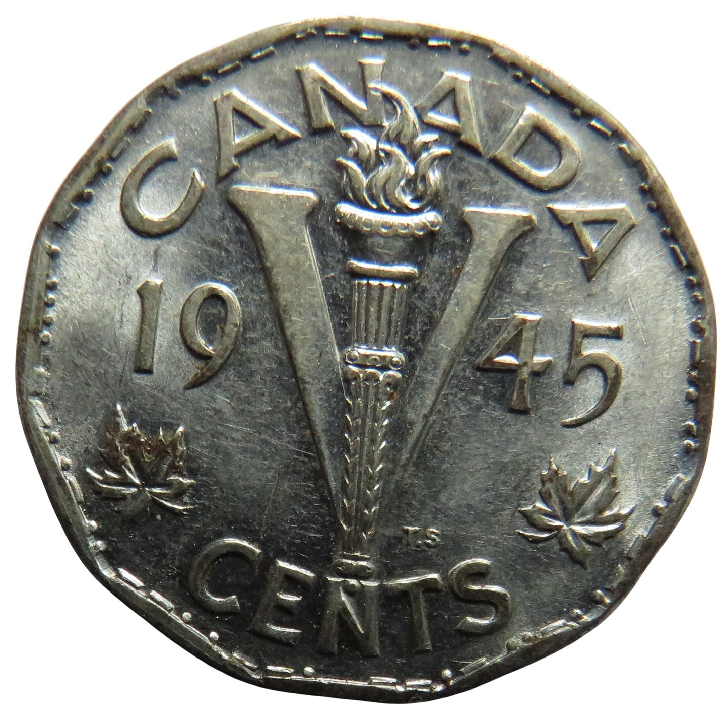 1945 King George VI Canada 5 Cents Coin