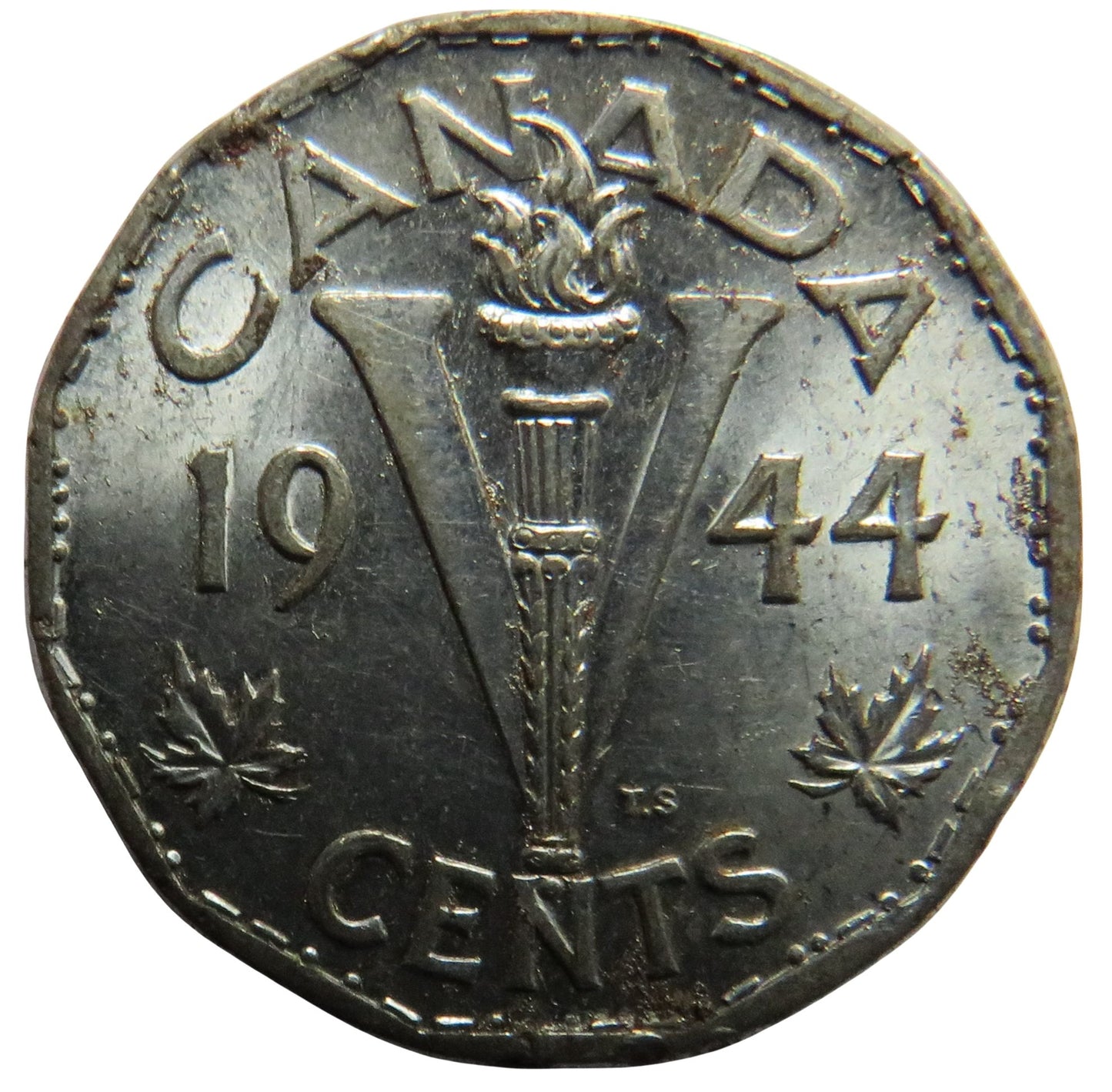 1944 King George VI Canada 5 Cents Coin