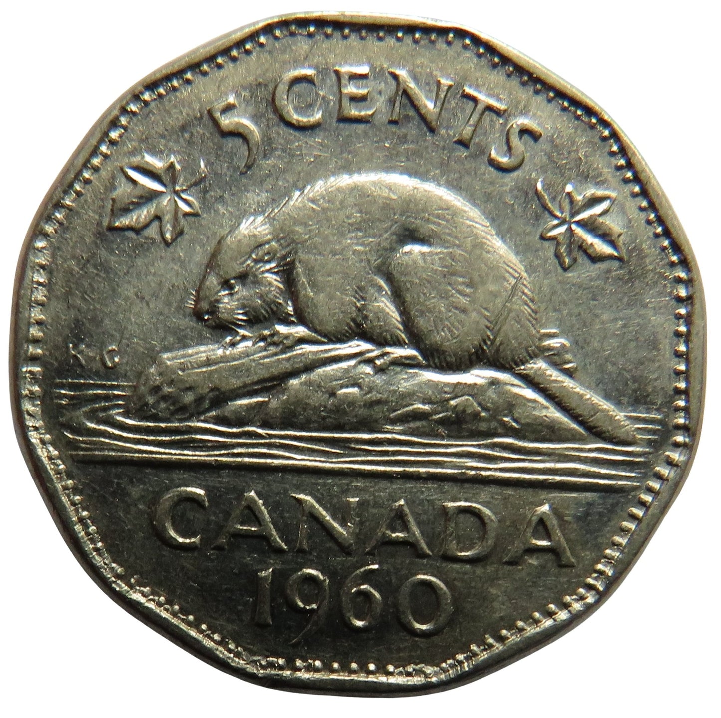 1960 Queen Elizabeth II Canada 5 Cents Coin