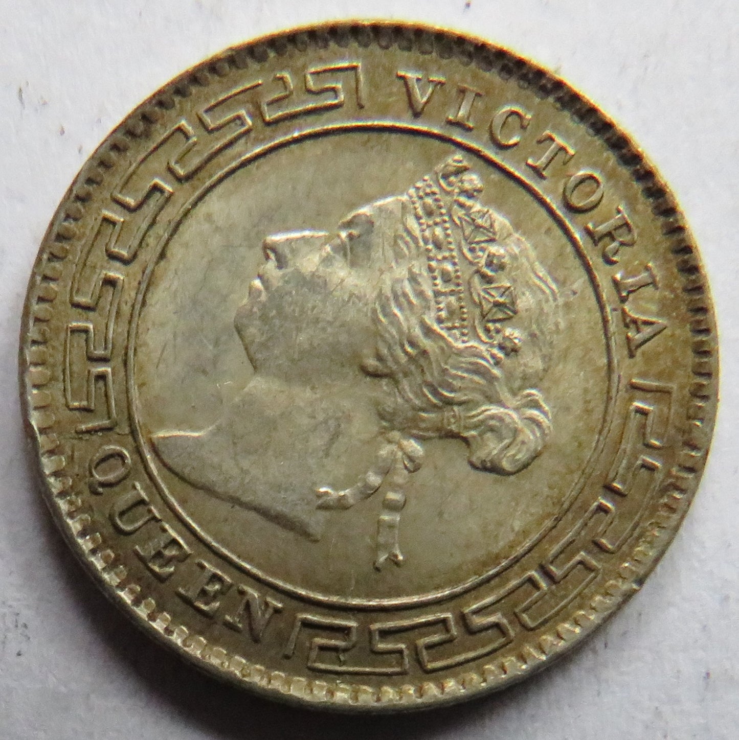 1893 Queen Victoria Ceylon Silver 10 Cents Coin In High Grade