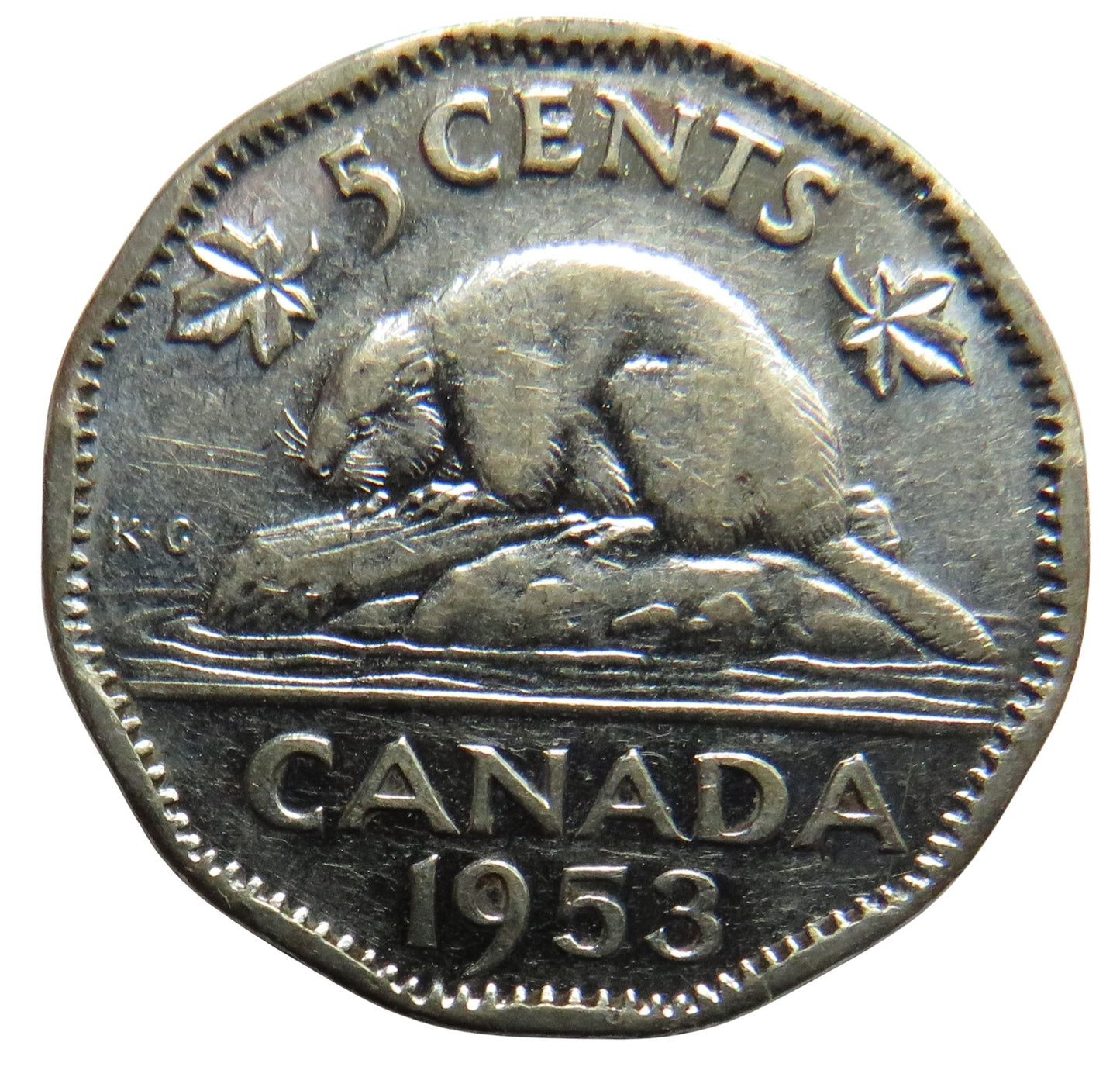 1953 Queen Elizabeth II Canada 5 Cents Coin