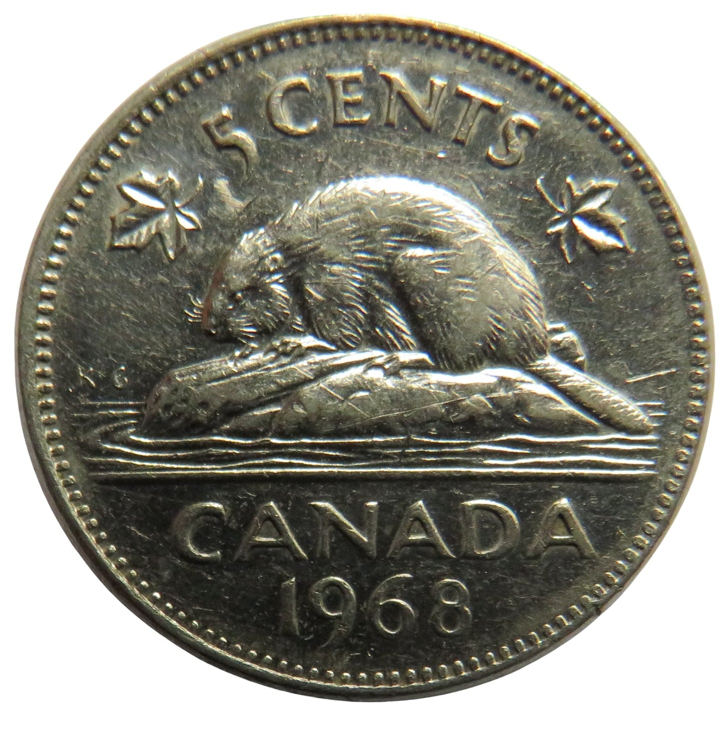 1968 Queen Elizabeth II Canada 5 Cents Coin
