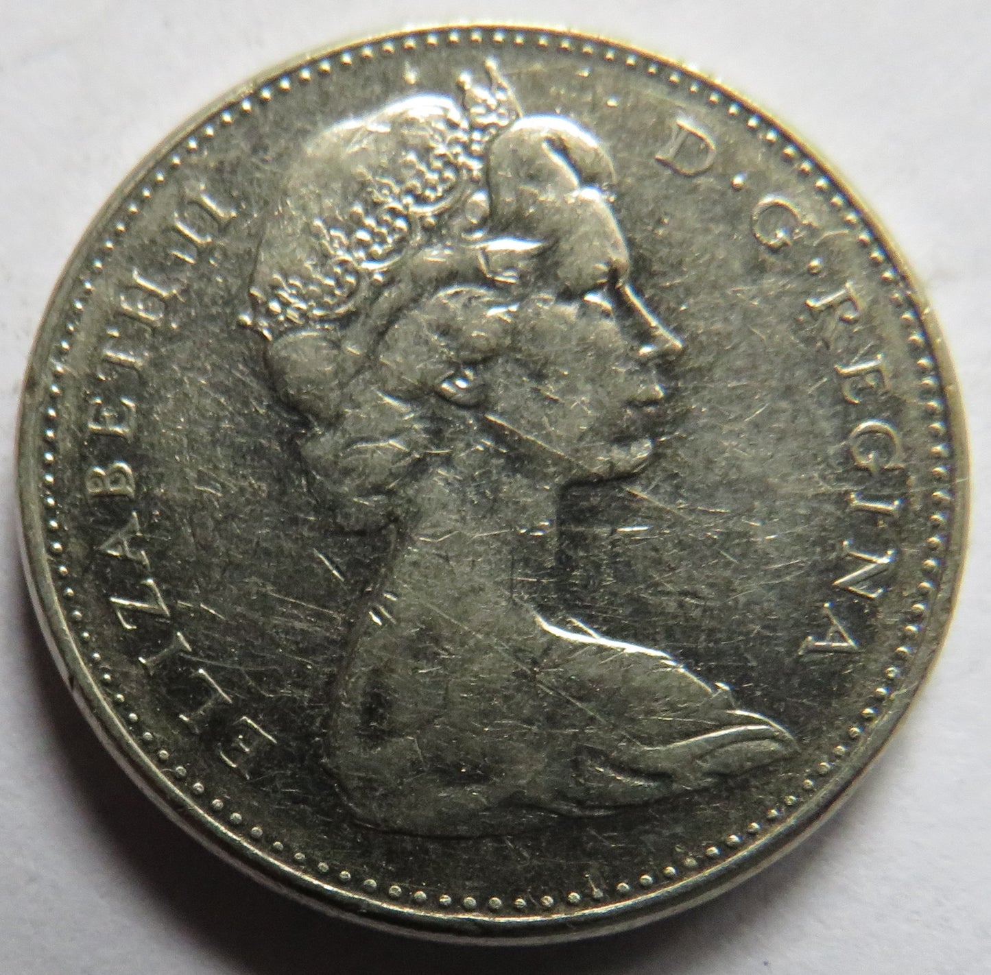 1968 Queen Elizabeth II Canada 5 Cents Coin