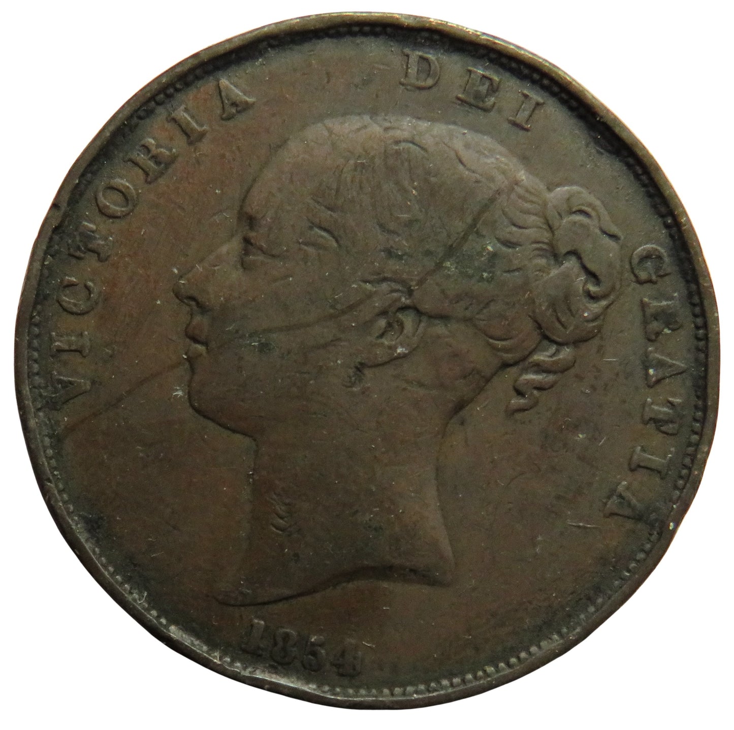 1854 Queen Victoria Young Head One Penny Coin - Great Britain