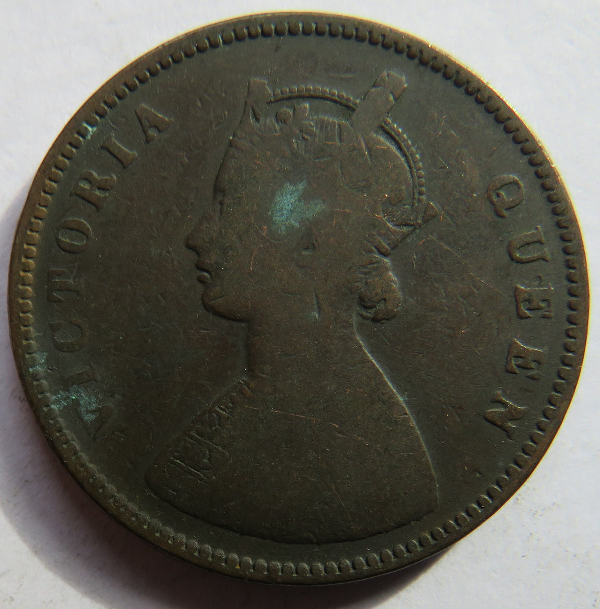 1876 Queen Victoria India 1/2 Half-Anna Coin