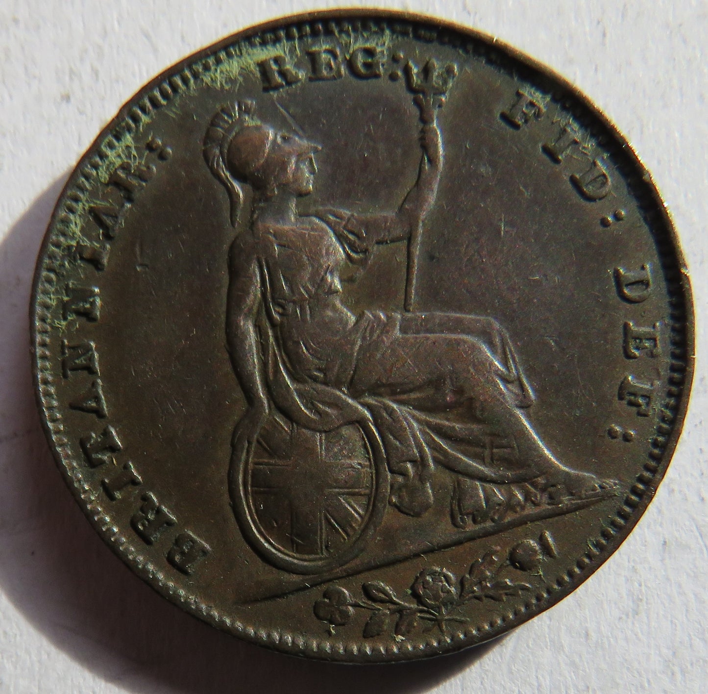 1852 Queen Victoria Young Head Farthing Coin - Great Britain