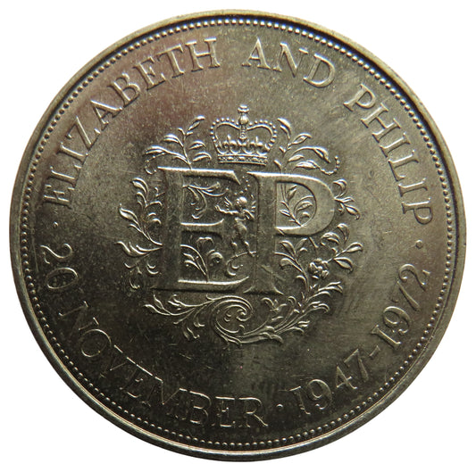 1972 Elizabeth and Philip Commemorative Crown Coin Great Britain