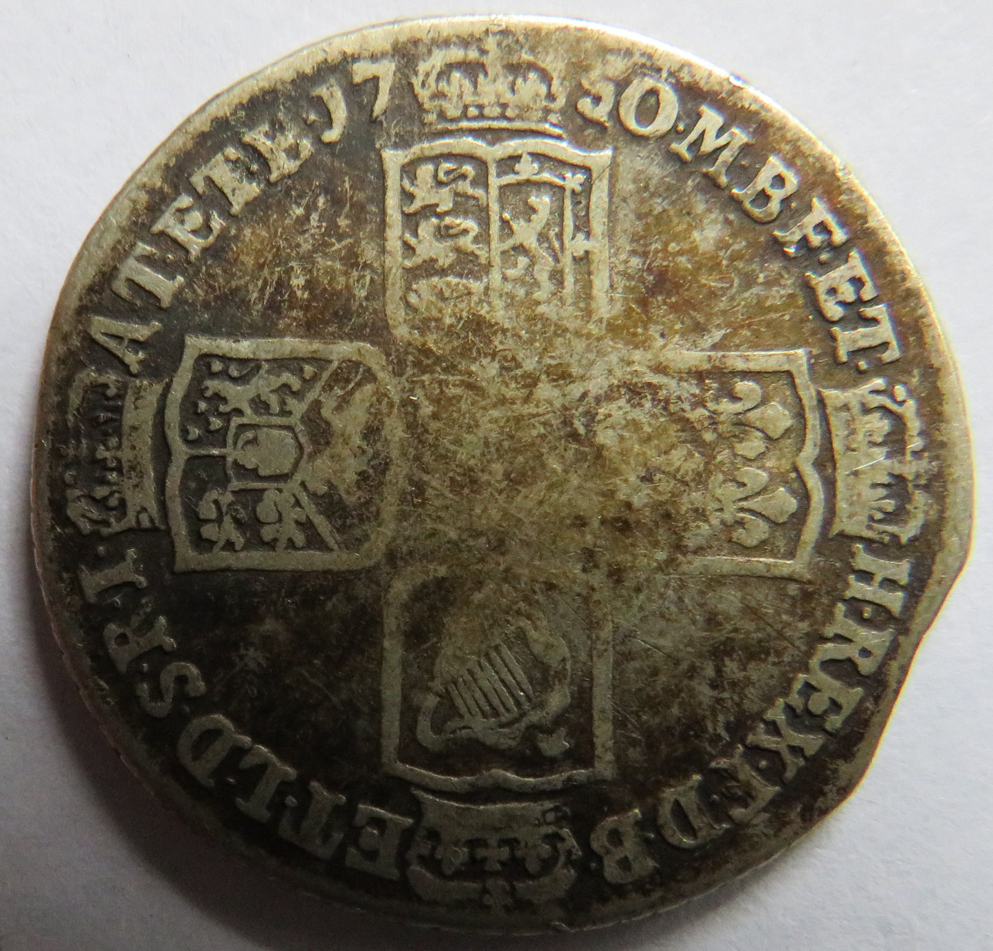 1750 King George II Silver Shilling Coin - Great Britain