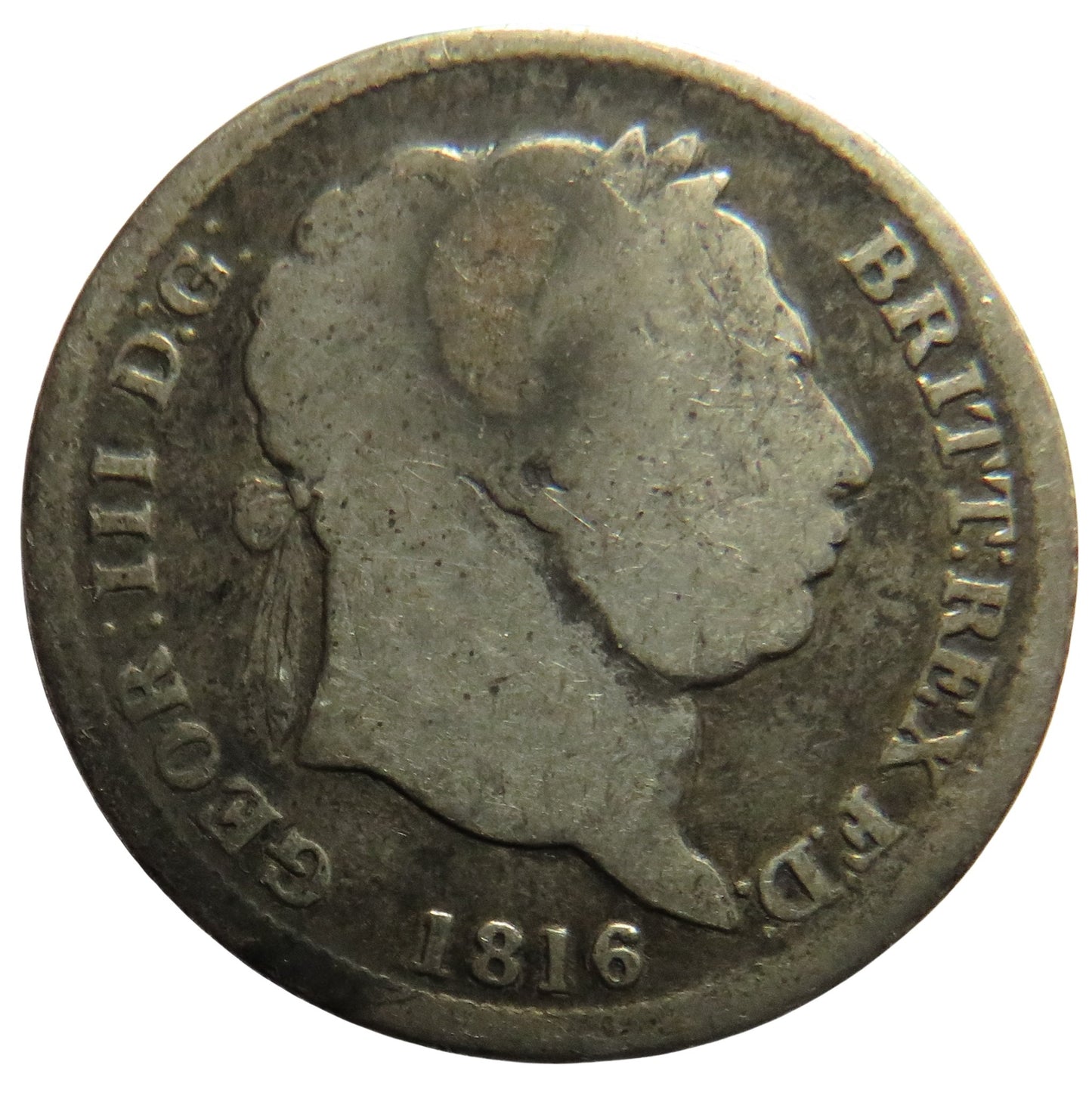1816 King George III Silver Shilling Coin - Great Britain
