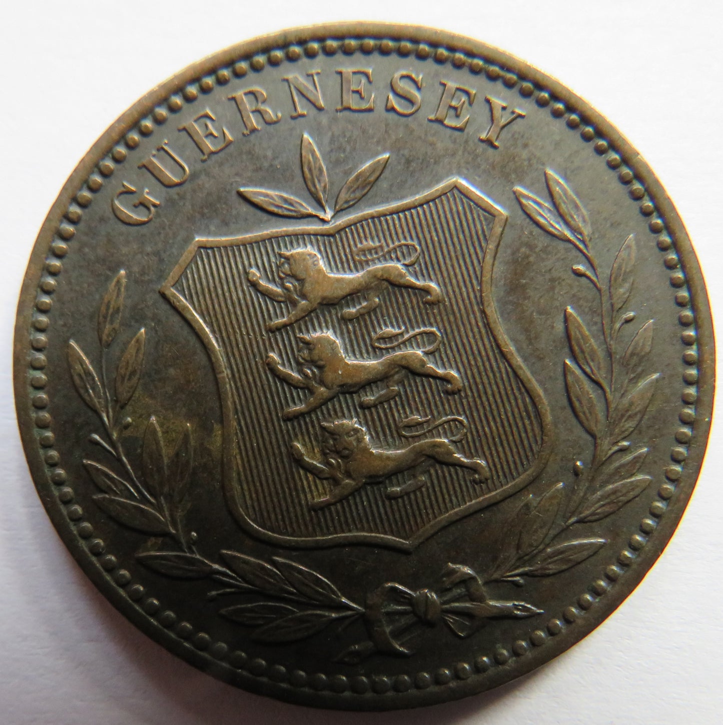 1889-H Guernsey 8 Doubles Coin