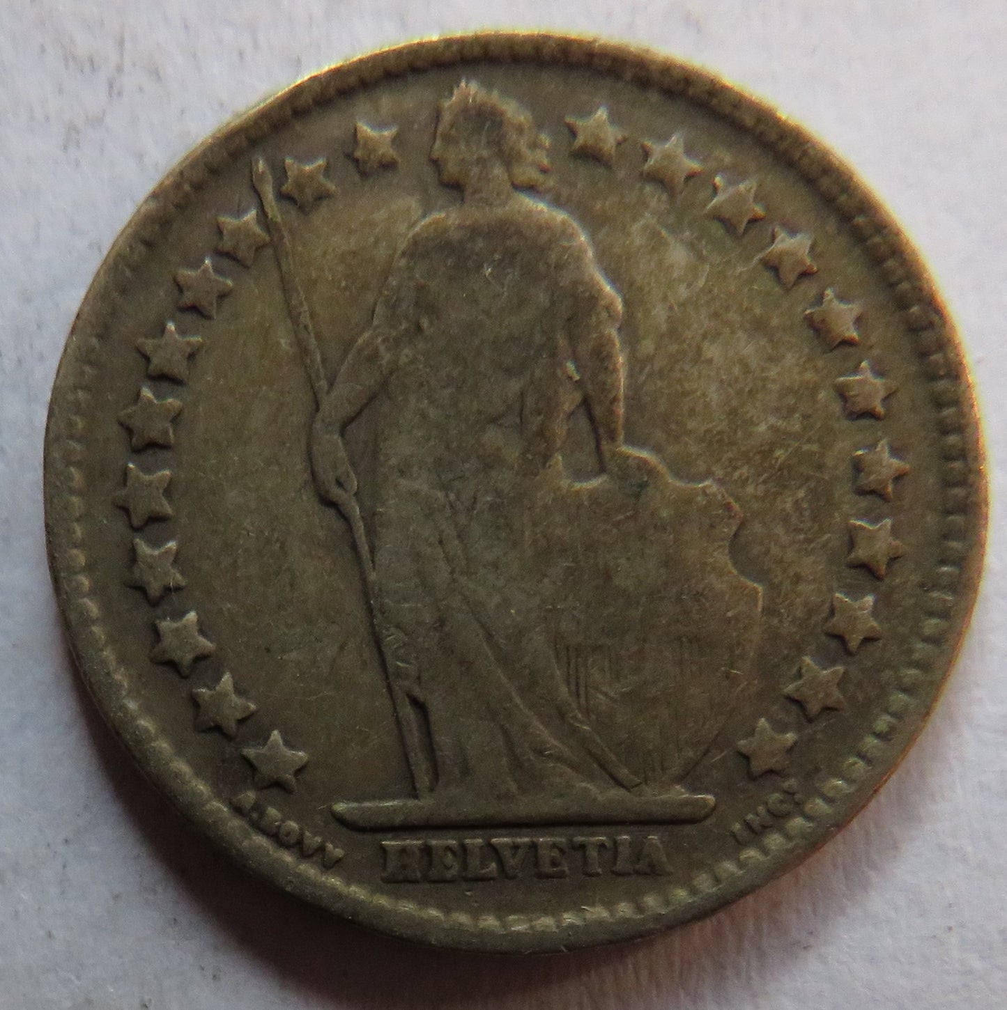 1910 Switzerland Silver 1/2 Franc Coin