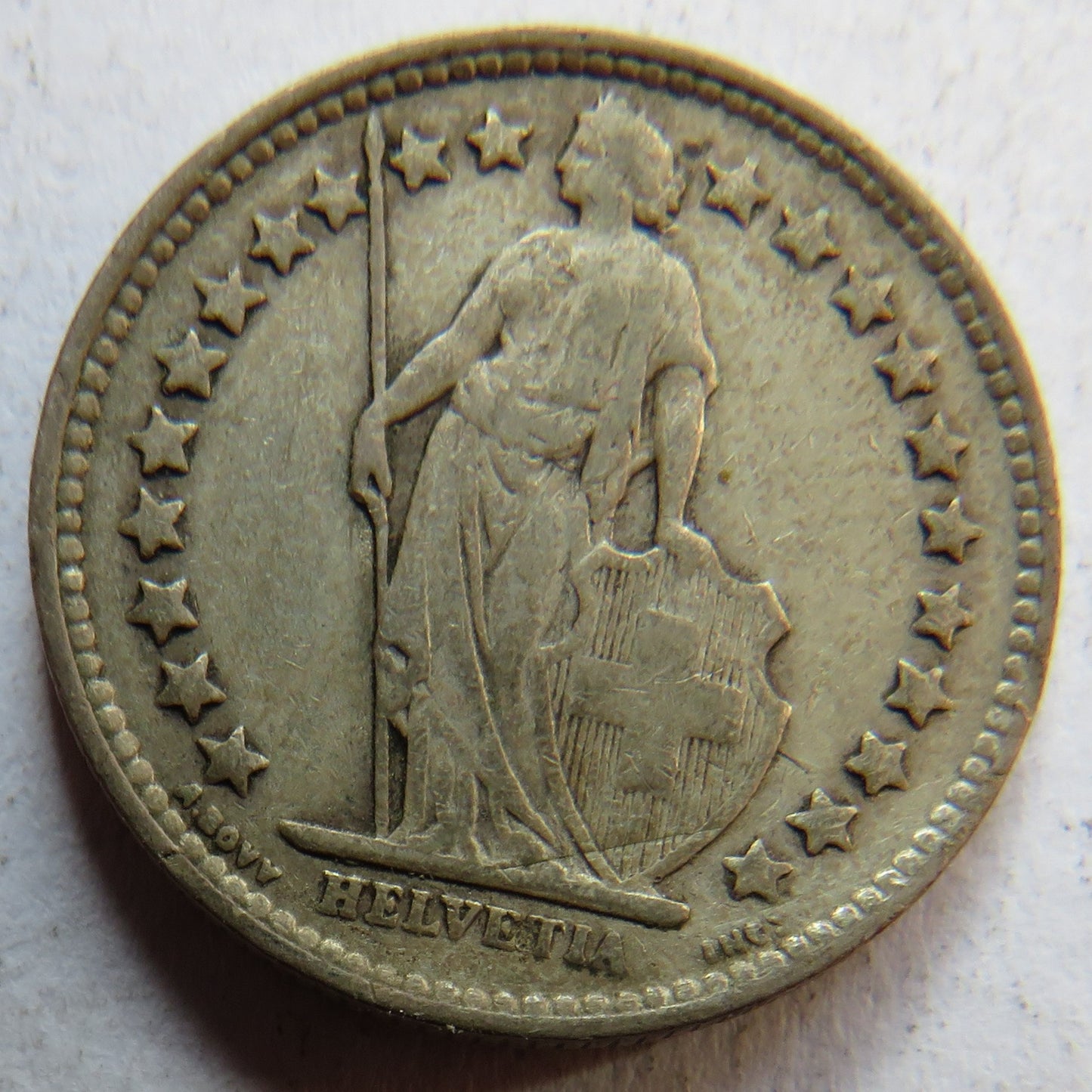 1916 Switzerland Silver 1/2 Franc Coin