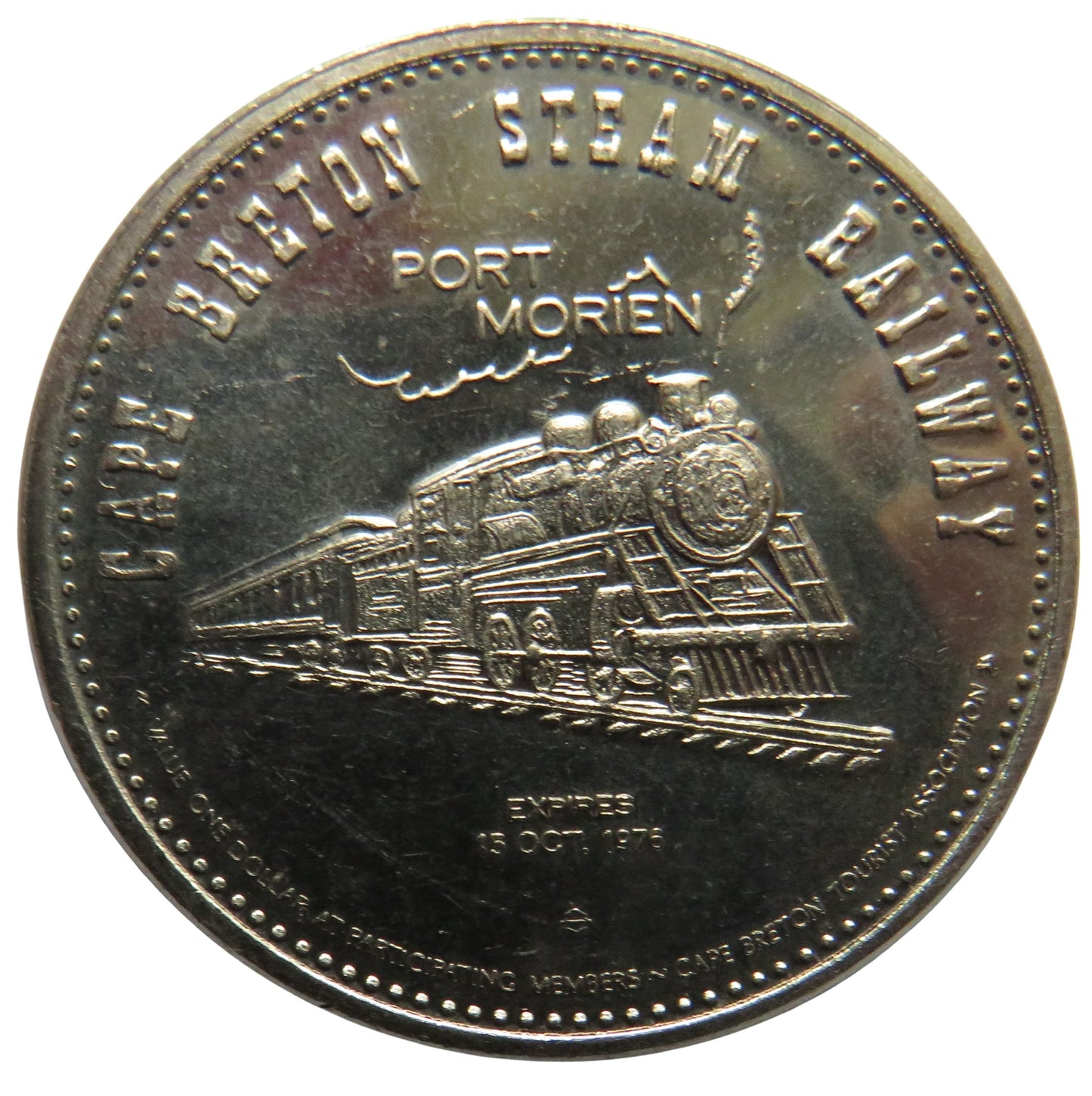 1976 Cape Breton Steam Railway MacPuffin Dollar $1 One Dollar Token
