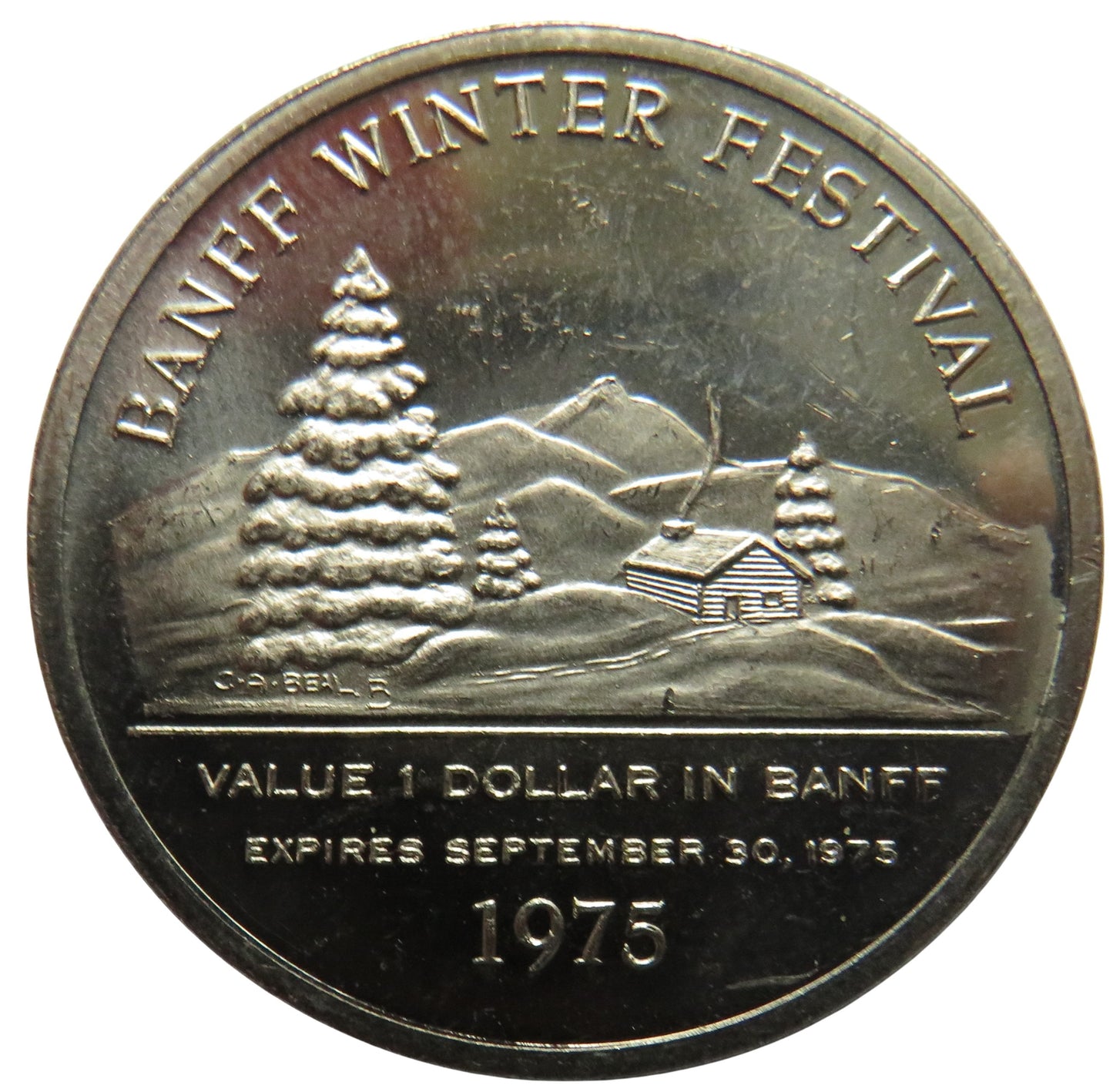 1975 Banff Winter Festival Indian Days Dollar Coin / Token