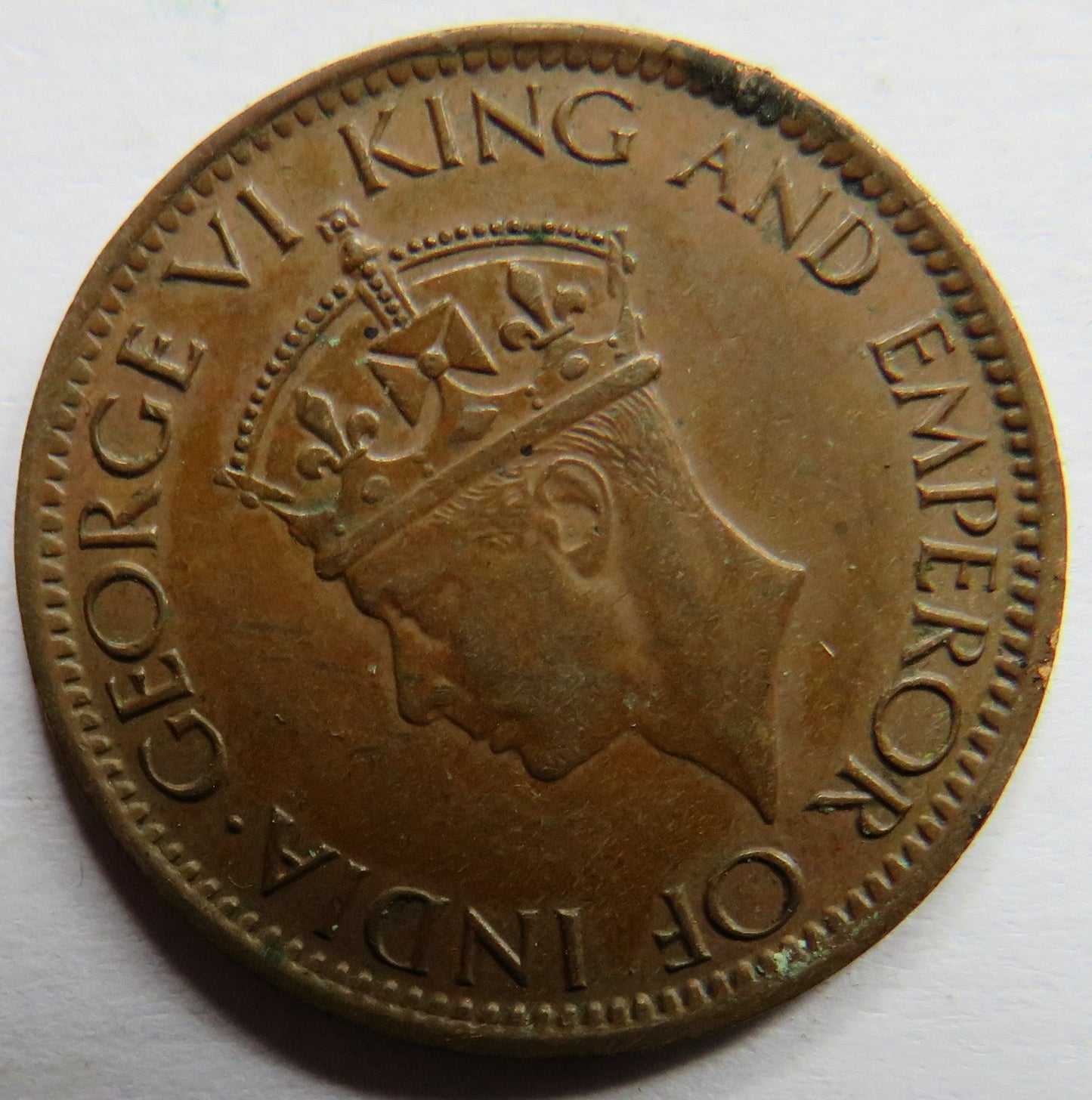 1942 King George VI Ceylon 1 One Cent Coin