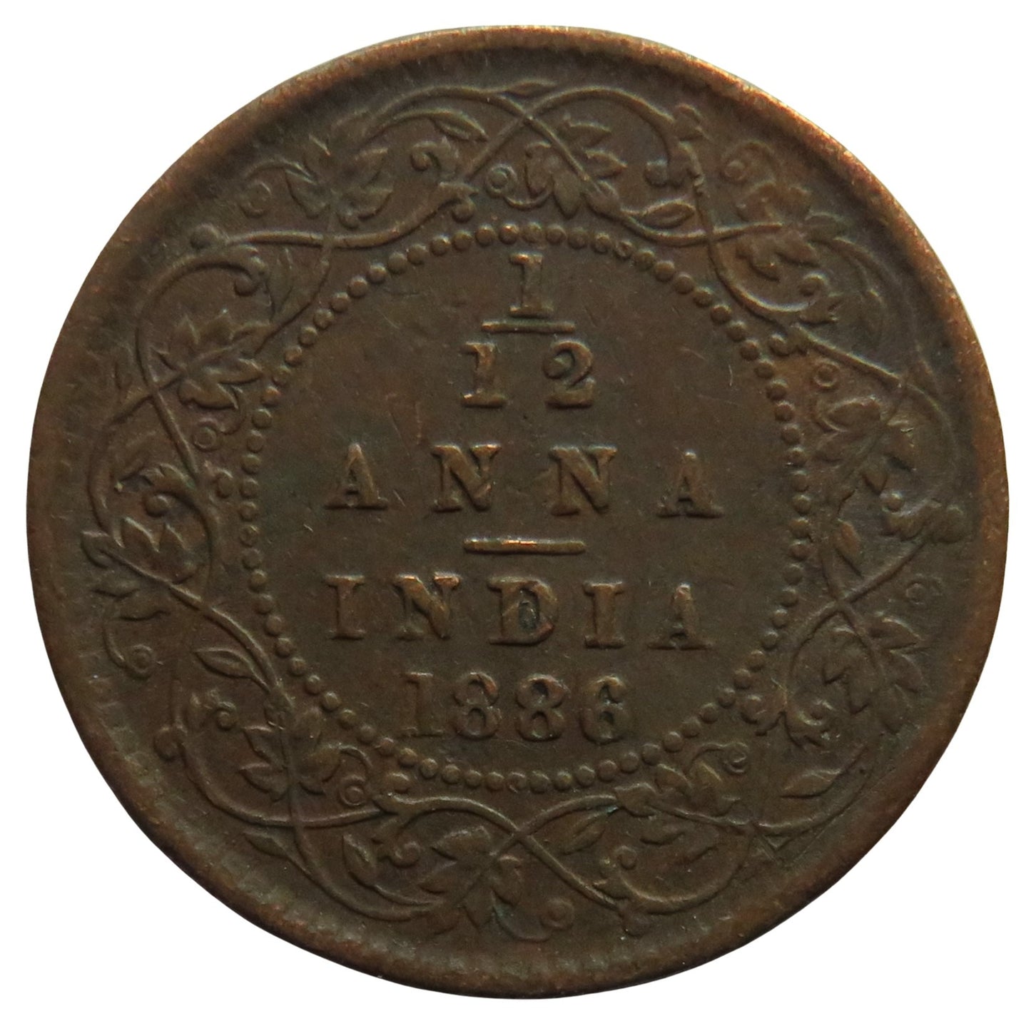 1886 Queen Victoria India 1/12th Anna Coin