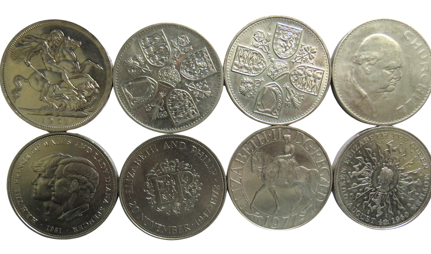 1951 - 1981 Great Britain Commemorative Crown Collection - Set of 8 Coins