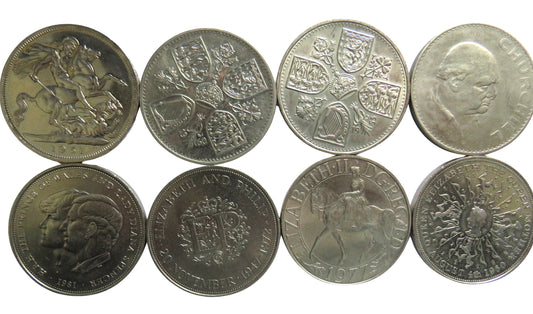 1951 - 1981 Great Britain Commemorative Crown Collection - Set of 8 Coins