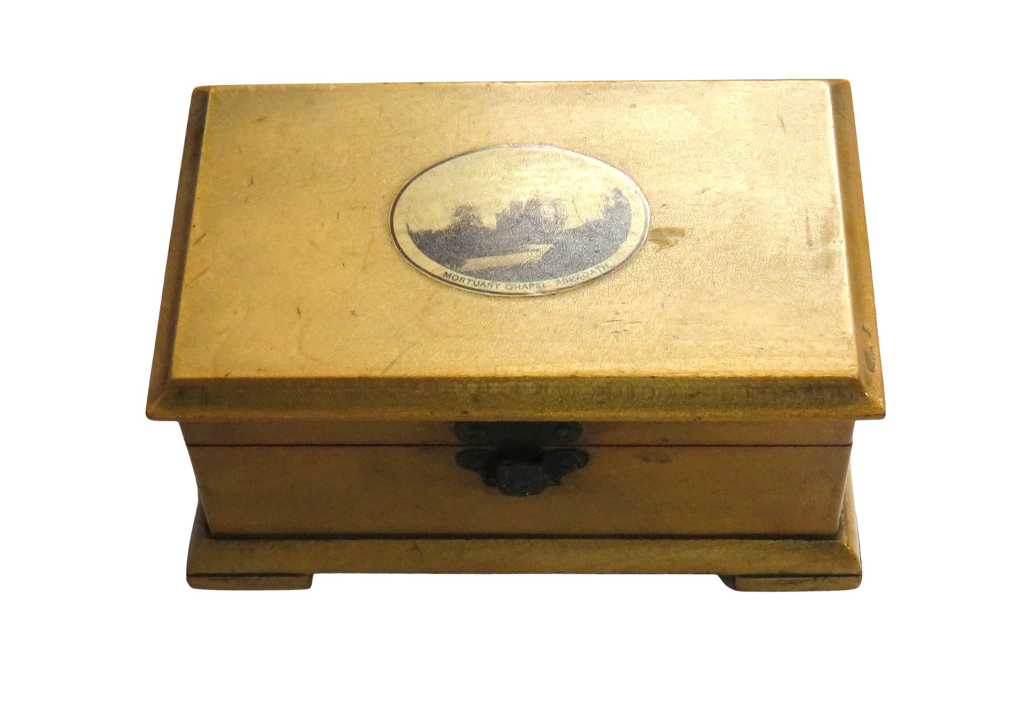 Antique Mauchline Ware Box With Image Of Mortuary Chapel Arbroath