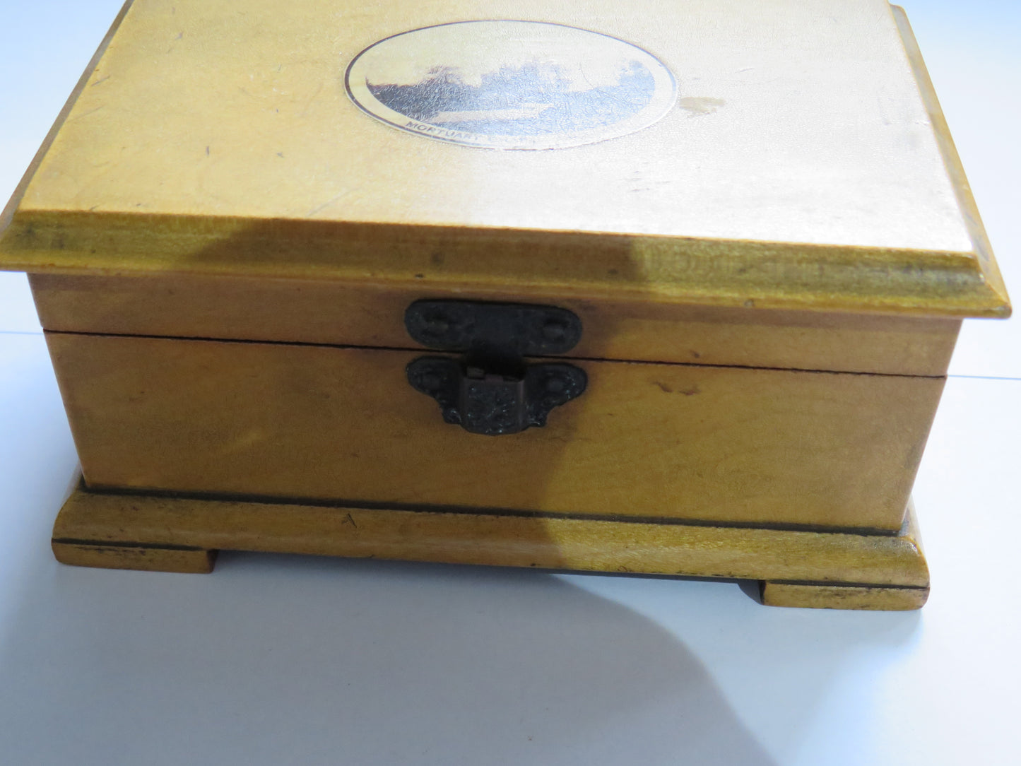 Antique Mauchline Ware Box With Image Of Mortuary Chapel Arbroath